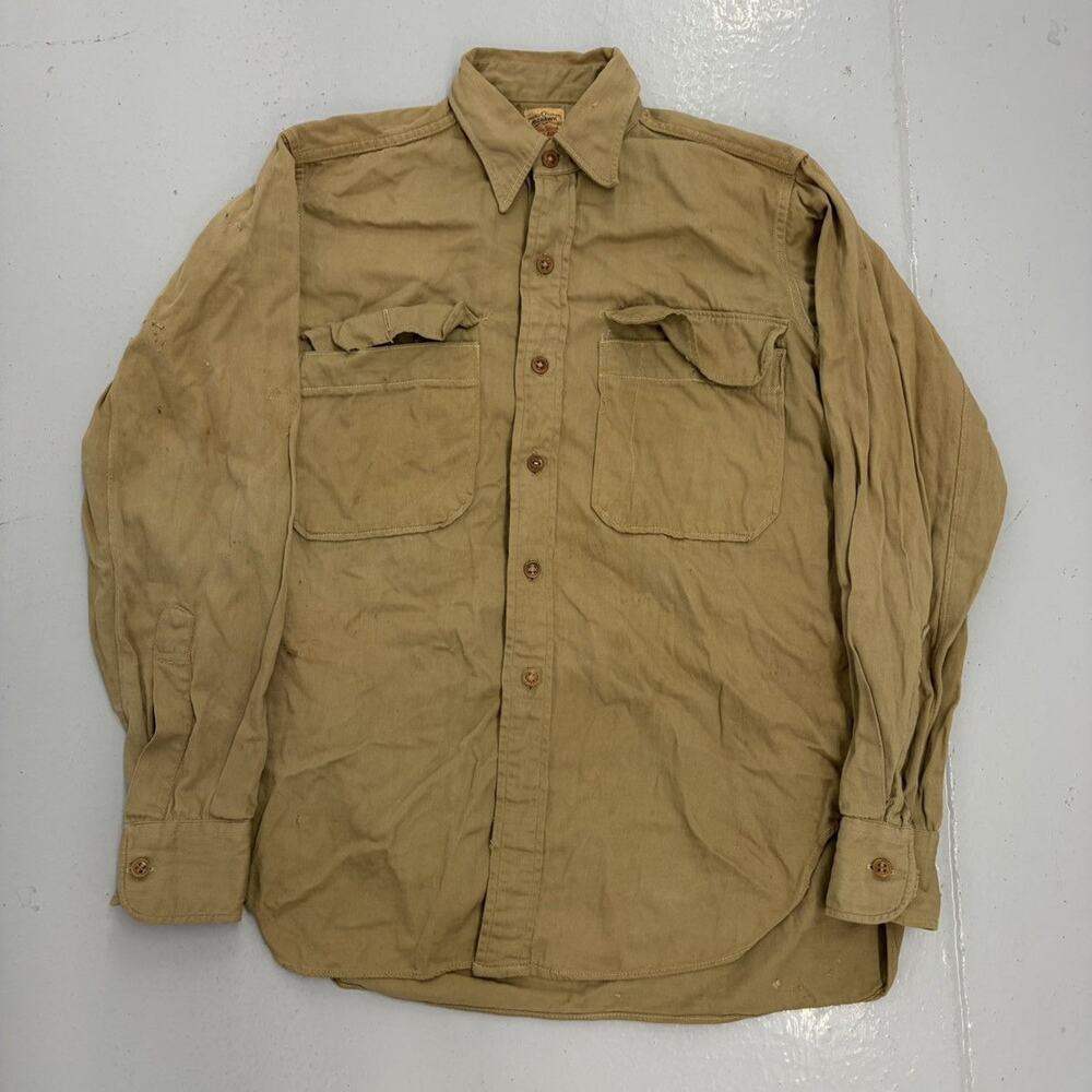 Vintage 40s Mohawk Tan Canvas Workwear Shirt